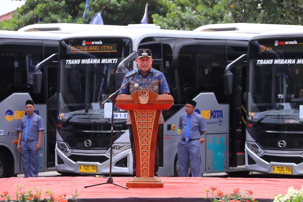 Pemkab Bekasi Resmi Luncurkan 15 Unit Bus Trans Wibawamukti Koridor Pertama
