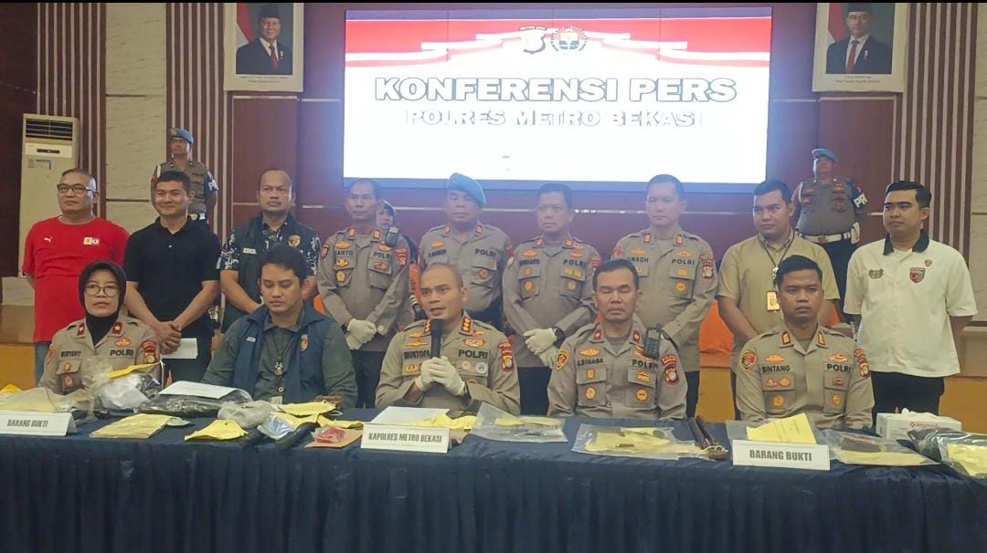 Conference Pers Polres Metro Bekasi Ungkap Kasus Pengeroyokan dan Penganiayaan Yang Menyebabkan Kematian